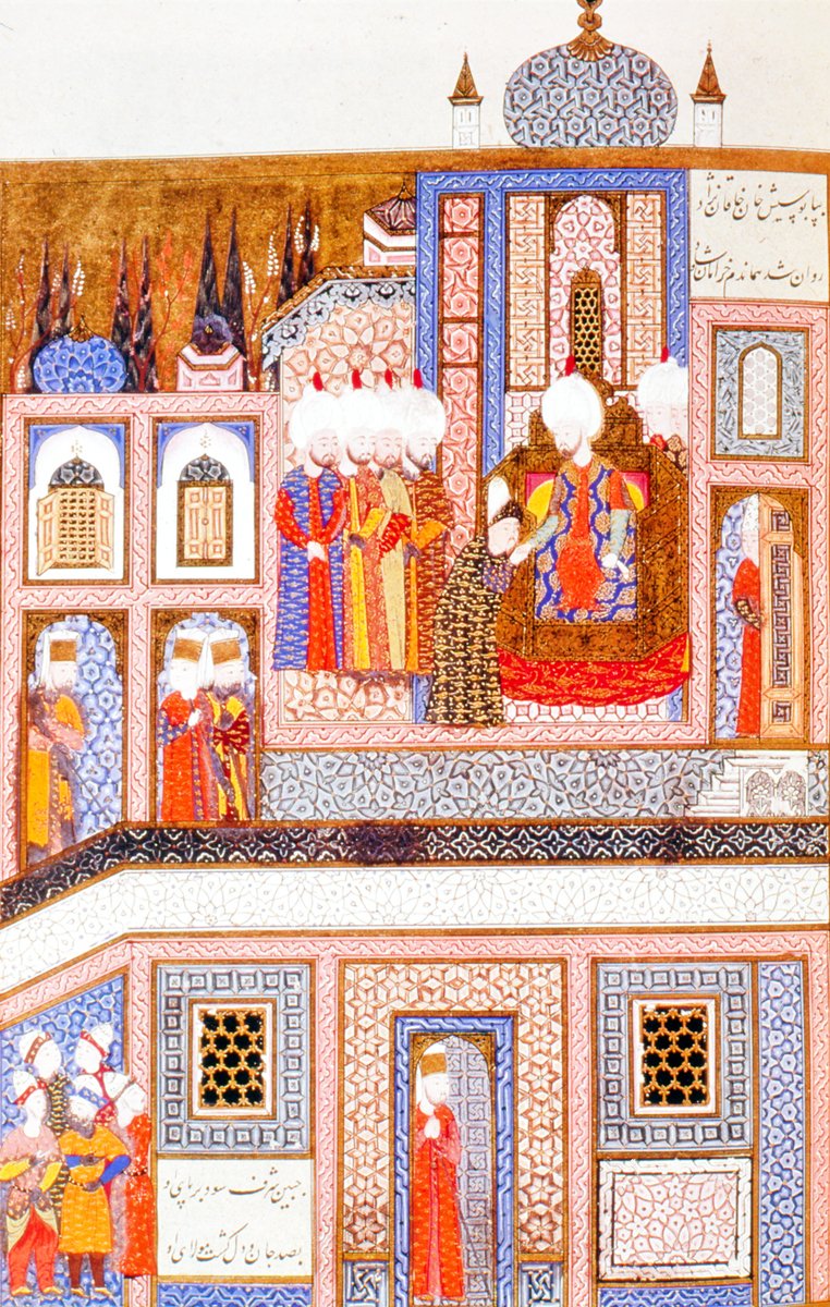 Görsel 1. Devlet Geray Han ve Osmanlı padişahı Qanuniy Sultan Süleymannı körsetken bir minyatür